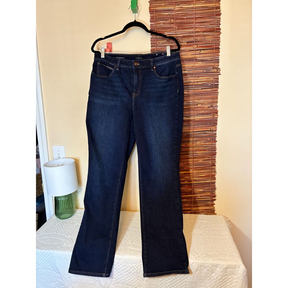 Talbots Straight Leg Jean 14W Dark Rinse Blue Denim Plus Size 30" Inseam Classic